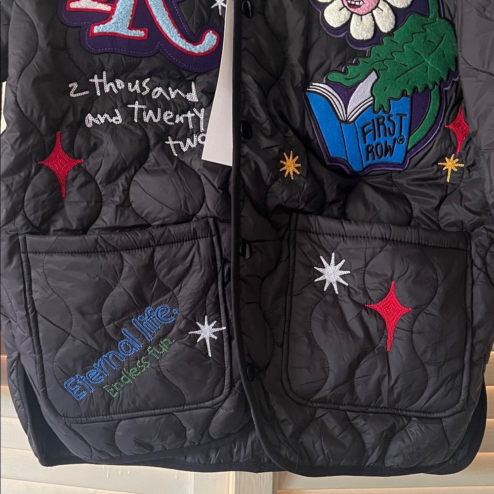First Row Black Puffer Jacket, Size Small - Picture 3 of 9
